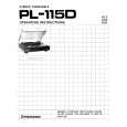 PIONEER PL-115D Owner's Manual cover photo
