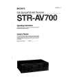 SONY STR-AV700 Owner's Manual cover photo