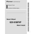 PIONEER GEX-6100TVP Owner's Manual cover photo