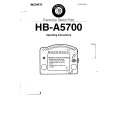 SONY HB-A5700 Owner's Manual cover photo