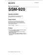 SONY SSM920 Owner's Manual cover photo