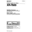 SONY XR-7600 Owner's Manual cover photo