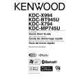 KENWOOD KDC-BT945U Quick Start cover photo