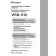 PIONEER VSX-518-K/KUCXJ Owner's Manual cover photo